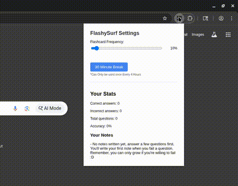 Adjusting flashcard frequency with a slider