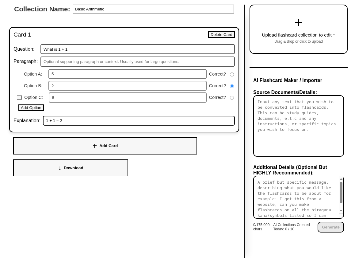 Screenshot placeholder showing detailed view of the flashcard creation interface
